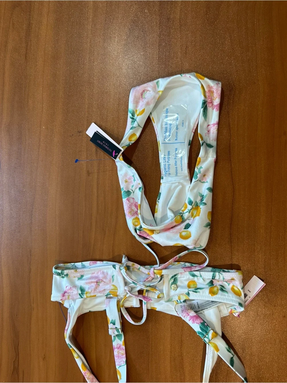 Victoria’s Secret Lemon Floral Bikini Set NWT 34A Top XS Bottom Underwire Swims